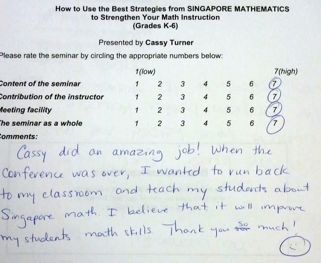 Best Strategies from Singapore Math BER Evaluation by Cassy Turner